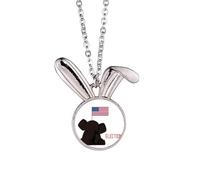 no/no Republician Elephant Raise Flag Election Rabbit Necklace Pendant Bunny Animal Jewelry Gift
