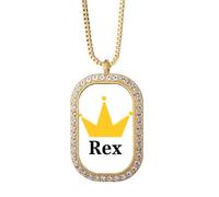 no/no Rex Authority King Commander Kether Necklace Pendant Diamond Crystal Golden Jewelry