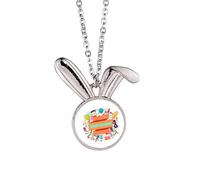 no/no Ribbon Carnival Enthusiasm Explode Rabbit Necklace Pendant Bunny Animal Jewelry Gift