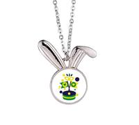 no/no Rio Brazil Carnival Flag Art Deco Fashion Rabbit Necklace Pendant Bunny Animal Jewelry Gift
