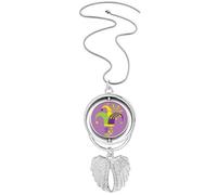 no/no Rio Brazil Carnival Hat Clown Pendant Angel Wings Rotating Necklace Jewelry