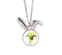 no/no Rio Brazil Carnival Hat Clown Rabbit Necklace Pendant Bunny Animal Jewelry Gift