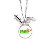 no/no Rio Brazil Carnival Head Art Deco Fashion Rabbit Necklace Pendant Bunny Animal Jewelry Gift