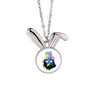 no/no Rio Brazil Carnival Head Feathers Rabbit Necklace Pendant Bunny Animal Jewelry Gift
