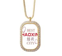 no/no River Town Shaoxing Icon Art Deco Fashion Necklace Pendant Diamond Crystal Golden Jewelry