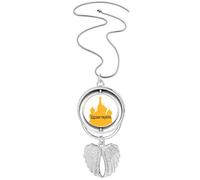 no/no Russian Outline Russian Hello Greetings Pendant Angel Wings Rotating Necklace Jewelry