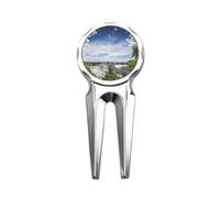 no/no ry green waterfall science nature scenery Golf Divot Tool Golf Ball Marker Repair Tool