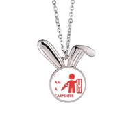 no/no Sawboard Carpenter Job Art Deco Fashion Rabbit Necklace Pendant Bunny Animal Jewelry Gift