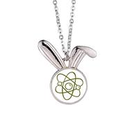 no/no School Atoms Around Electronic Physics Rabbit Necklace Pendant Bunny Animal Jewelry Gift