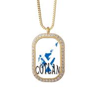 no/no Scottish Map Flag Culture Necklace Pendant Diamond Crystal Golden Jewelry