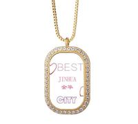 no/no Second Tier Cities Art Deco Fashion Necklace Pendant Diamond Crystal Golden Jewelry
