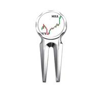 no/no Sell High Buy Low Red Art Deco Fashion Golf Divot Tool Golf Ball Marker Repair Tool