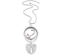 no/no Sell High Buy Low Red Art Deco Fashion Pendant Angel Wings Rotating Necklace Jewelry