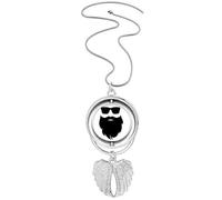 no/no Shadow Great Beard Sunglasses Pendant Angel Wings Rotating Necklace Jewelry