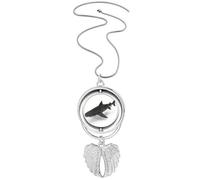 no/no Shadow Shark Ocean Art Deco Fashion Pendant Angel Wings Rotating Necklace Jewelry