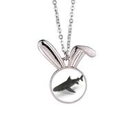 no/no Shadow Shark Ocean Art Deco Fashion Rabbit Necklace Pendant Bunny Animal Jewelry Gift