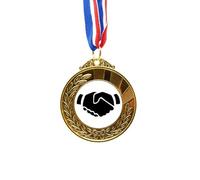 no/no Shake Hands Gesture Outline Pattern Gold Award Winner Medal First Place Ribbon