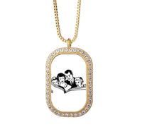 no/no Share Newspapers Around Read Necklace Pendant Diamond Crystal Golden Jewelry