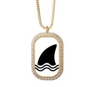 no/no Shark Dorsal Fin Terror Art Deco Fashion Necklace Pendant Diamond Crystal Golden Jewelry