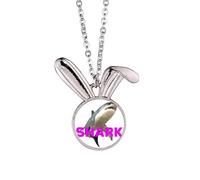 no/no Shark Looked Words Ferocious Rabbit Necklace Pendant Bunny Animal Jewelry Gift