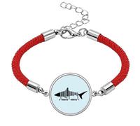 no/no Shark Ocean Bar Code Art Deco Fashion Lucky Red String Bracelet Rope Bracelet Handmade