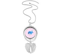 no/no Shark Predators Hunt Art Deco Fashion Pendant Angel Wings Rotating Necklace Jewelry
