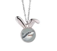 no/no Sharks Roam Ocean Hunt Art Deco Fashion Rabbit Necklace Pendant Bunny Animal Jewelry Gift
