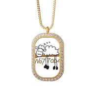 no/no Sheep Branches Rest Sleep Necklace Pendant Diamond Crystal Golden Jewelry
