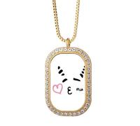 no/no Sheep Kiss Map Art Deco Fashion Necklace Pendant Diamond Crystal Golden Jewelry