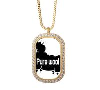 no/no Sheep Stickers Chartlets Art Deco Fashion Necklace Pendant Diamond Crystal Golden Jewelry