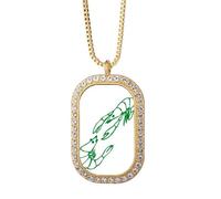 no/no Shrimp Combination Fighting Food Necklace Pendant Diamond Crystal Golden Jewelry