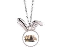 no/no Shrine Temple Mountain Rabbit Necklace Pendant Bunny Animal Jewelry Gift