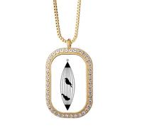 no/no Shrinking Cage Outline Flying Necklace Pendant Diamond Crystal Golden Jewelry