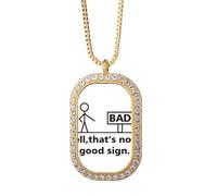 no/no Sign Road Human Indication Necklace Pendant Diamond Crystal Golden Jewelry