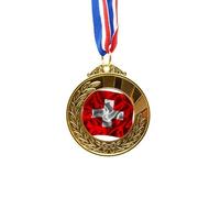 no/no Silk Texture Switzerland Flag Pattern Gold Award Winner Medal First Place Ribbon