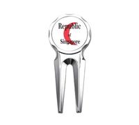 no/no Singapore Lion City Flag Colors English Golf Divot Tool Golf Ball Marker Repair Tool