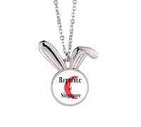 no/no Singapore Lion City Flag Colors English Rabbit Necklace Pendant Bunny Animal Jewelry Gift
