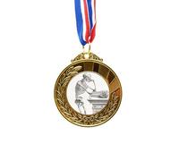 no/no Skeleton Human Body Pattern Decoration Gold Award Winner Medal First Place Ribbon