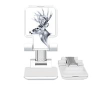 no/no Sketch Deer Black White Art Deco Fashion Adjustable Cell Phone Stand Desk Foldable
