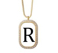 no/no South African Currency Symbol Rand ZAR Necklace Pendant Diamond Crystal Golden Jewelry