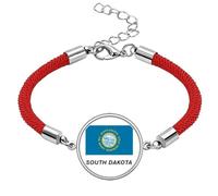 no/no South Dakota Flag Profile Lucky Red String Bracelet Rope Bracelet Handmade