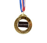no/no South Dakota USA Map Outline Gold Award Winner Medal First Place Ribbon