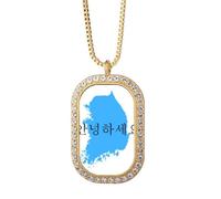 no/no South Korea Map Hello Honorifics Necklace Pendant Diamond Crystal Golden Jewelry