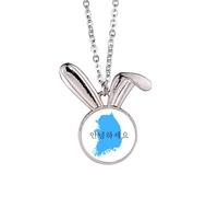 no/no South Korea Map Hello Honorifics Rabbit Necklace Pendant Bunny Animal Jewelry Gift