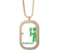 no/no Spanner Repair Job Art Deco Fashion Necklace Pendant Diamond Crystal Golden Jewelry