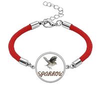 no/no Sparrows Birds Animals Food Fly Lucky Red String Bracelet Rope Bracelet Handmade