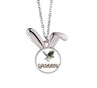 no/no Sparrows Birds Animals Food Fly Rabbit Necklace Pendant Bunny Animal Jewelry Gift