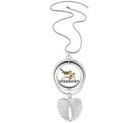 no/no Sparrows Birds Animals Food Love Pendant Angel Wings Rotating Necklace Jewelry
