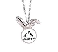 no/no Sparrows Birds Animals Food Mother Child Rabbit Necklace Pendant Bunny Animal Jewelry Gift