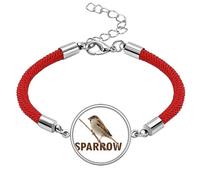 no/no Sparrows Birds Animals Food Wait Lucky Red String Bracelet Rope Bracelet Handmade